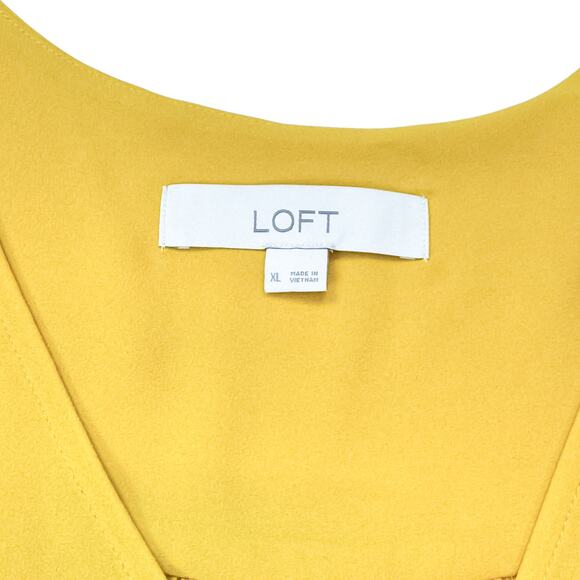 LOFT V-Neck Flutter Sleeve Blouse - XL Deep Yellow - Picture 6 of 7